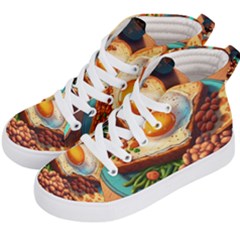 Ai Generated Breakfast Egg Beans Toast Plate Kids  Hi-top Skate Sneakers by danenraven