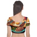 Ai Generated Breakfast Egg Beans Toast Plate Velvet Short Sleeve Crop Top  View2