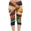 Ai Generated Breakfast Egg Beans Toast Plate Velvet Capri Leggings  View1