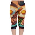 Ai Generated Breakfast Egg Beans Toast Plate Velvet Capri Leggings  View2