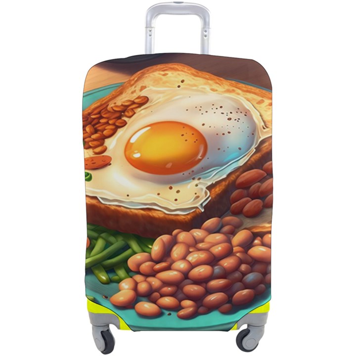 Ai Generated Breakfast Egg Beans Toast Plate Luggage Cover (Large)