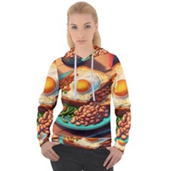 Ai Generated Breakfast Egg Beans Toast Plate Women s Overhead Hoodie by danenraven