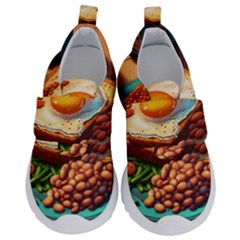 Ai Generated Breakfast Egg Beans Toast Plate Kids  Velcro No Lace Shoes by danenraven