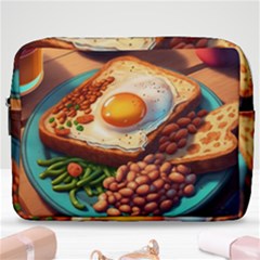 Ai Generated Breakfast Egg Beans Toast Plate Make Up Pouch (large) by danenraven