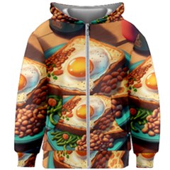 Ai Generated Breakfast Egg Beans Toast Plate Kids  Zipper Hoodie Without Drawstring by danenraven