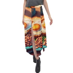 Ai Generated Breakfast Egg Beans Toast Plate Velour Split Maxi Skirt by danenraven