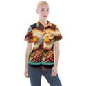 Ai Generated Breakfast Egg Beans Toast Plate Women s Short Sleeve Pocket Shirt View1