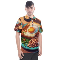 Ai Generated Breakfast Egg Beans Toast Plate Men s Polo Tee by danenraven