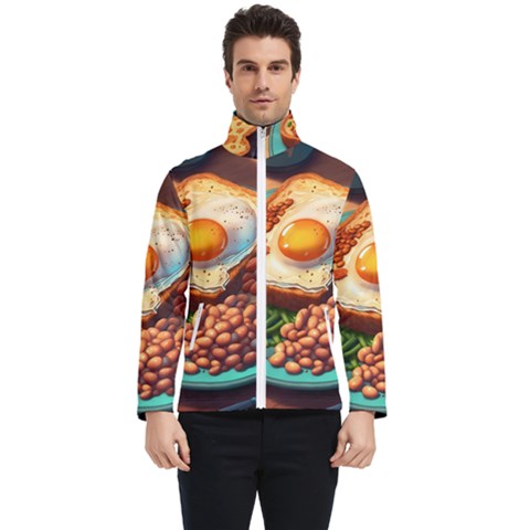 Ai Generated Breakfast Egg Beans Toast Plate Men s Bomber Jacket by danenraven