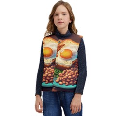 Ai Generated Breakfast Egg Beans Toast Plate Kid s Short Button Up Puffer Vest	 by danenraven