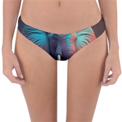 Ai Generated Elephant Tusks Trunk Wildlife Africa Reversible Hipster Bikini Bottoms by danenraven