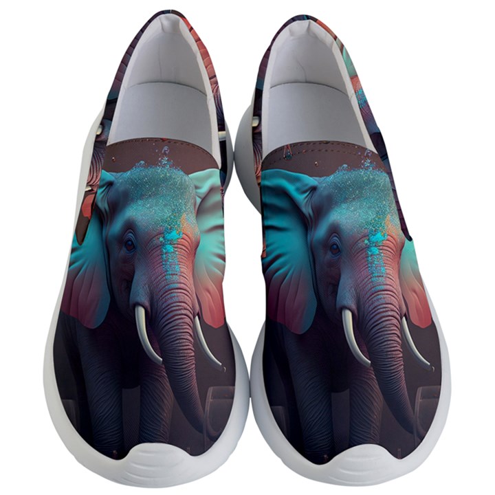 Ai Generated Elephant Tusks Trunk Wildlife Africa Women s Lightweight Slip Ons