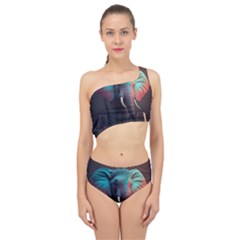 Ai Generated Elephant Tusks Trunk Wildlife Africa Spliced Up Two Piece Swimsuit by danenraven