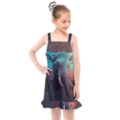 Ai Generated Elephant Tusks Trunk Wildlife Africa Kids  Overall Dress by danenraven