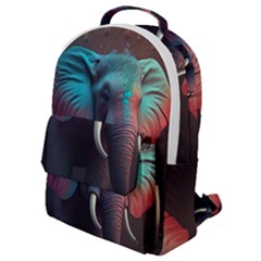 Ai Generated Elephant Tusks Trunk Wildlife Africa Flap Pocket Backpack (small) by danenraven