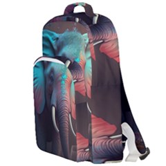 Ai Generated Elephant Tusks Trunk Wildlife Africa Double Compartment Backpack by danenraven