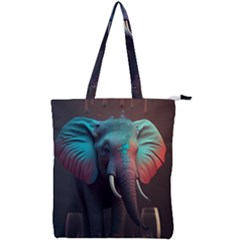 Ai Generated Elephant Tusks Trunk Wildlife Africa Double Zip Up Tote Bag by danenraven