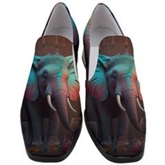 Ai Generated Elephant Tusks Trunk Wildlife Africa Women Slip On Heel Loafers by danenraven