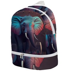 Ai Generated Elephant Tusks Trunk Wildlife Africa Zip Bottom Backpack by danenraven