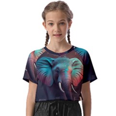 Ai Generated Elephant Tusks Trunk Wildlife Africa Kids  Basic Tee by danenraven