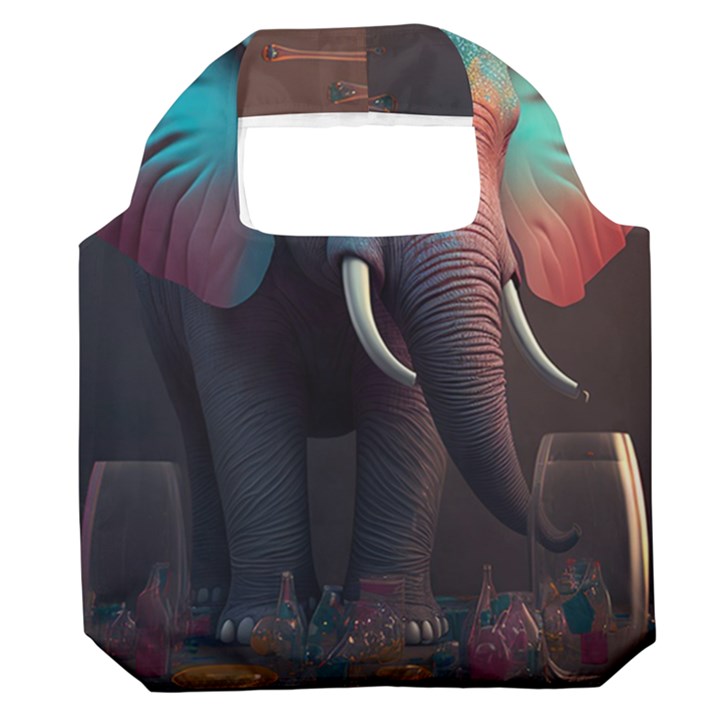 Ai Generated Elephant Tusks Trunk Wildlife Africa Premium Foldable Grocery Recycle Bag