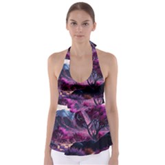 Landscape Landscape Painting Purple Purple Trees Babydoll Tankini Top by danenraven