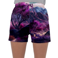 Landscape Landscape Painting Purple Purple Trees Sleepwear Shorts by danenraven