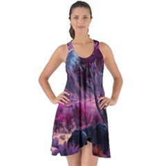 Landscape Landscape Painting Purple Purple Trees Show Some Back Chiffon Dress by danenraven