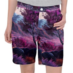 Landscape Landscape Painting Purple Purple Trees Pocket Shorts by danenraven