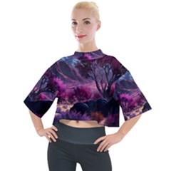 Landscape Landscape Painting Purple Purple Trees Mock Neck Tee by danenraven