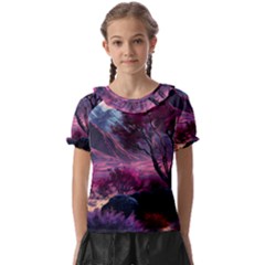 Landscape Landscape Painting Purple Purple Trees Kids  Frill Chiffon Blouse by danenraven