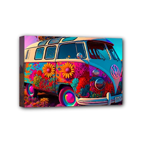 Ai Generated Beetle Volkswagen Bug Car Bus Mini Canvas 6  x 4  (Stretched)