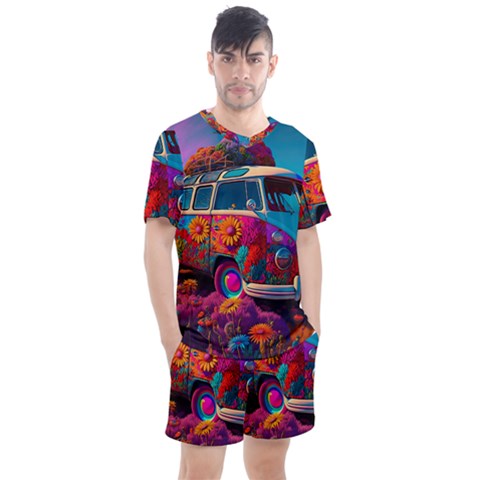 Ai Generated Beetle Volkswagen Bug Car Bus Men s Mesh Tee And Shorts Set by danenraven