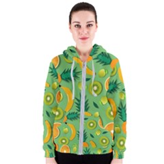 Fruit Tropical Pattern Design Art Pattern Women s Zipper Hoodie