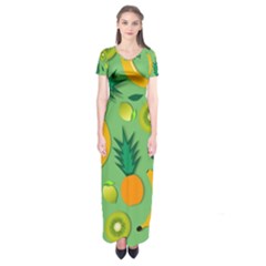 Fruit Tropical Pattern Design Art Pattern Short Sleeve Maxi Dress by Ravend