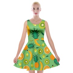 Fruit Tropical Pattern Design Art Pattern Velvet Skater Dress by Ravend