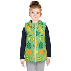 Fruit Tropical Pattern Design Art Pattern Kids  Hooded Puffer Vest by Ravend