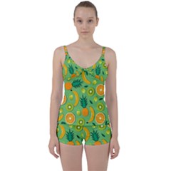 Fruit Tropical Pattern Design Art Pattern Tie Front Two Piece Tankini by Ravend