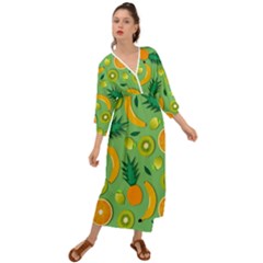 Fruit Tropical Pattern Design Art Pattern Grecian Style  Maxi Dress by Ravend