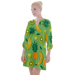 Fruit Tropical Pattern Design Art Pattern Open Neck Shift Dress by Ravend