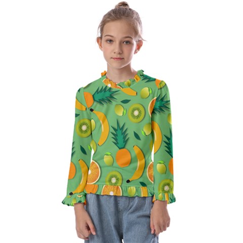 Fruit Tropical Pattern Design Art Pattern Kids  Frill Detail Tee by Ravend