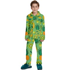 Fruit Tropical Pattern Design Art Pattern Kids  Long Sleeve Velvet Pajamas Set by Ravend