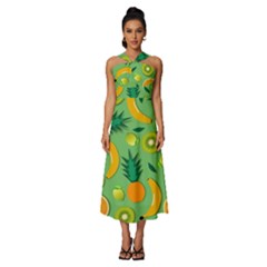 Fruit Tropical Pattern Design Art Pattern Sleeveless Cross Front Cocktail Midi Chiffon Dress by Ravend