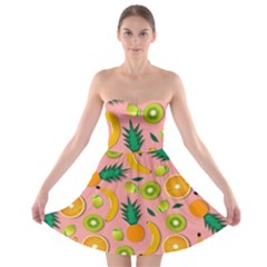 Fruits Tropical Pattern Design Art Strapless Bra Top Dress by Ravend