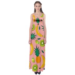 Fruits Tropical Pattern Design Art Empire Waist Maxi Dress by Ravend