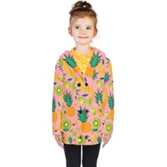 Fruits Tropical Pattern Design Art Kids  Double Breasted Button Coat by Ravend