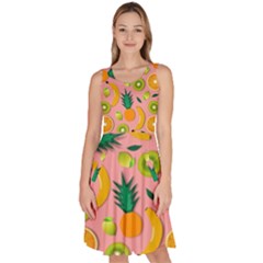 Fruits Tropical Pattern Design Art Knee Length Skater Dress With Pockets by Ravend