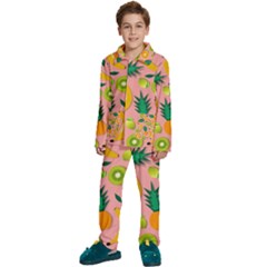 Fruits Tropical Pattern Design Art Kids  Long Sleeve Velvet Pajamas Set by Ravend