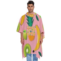 Fruits Tropical Pattern Design Art Men s Hooded Rain Ponchos