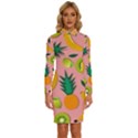 Fruits Tropical Pattern Design Art Long Sleeve Shirt Collar Bodycon Dress View1